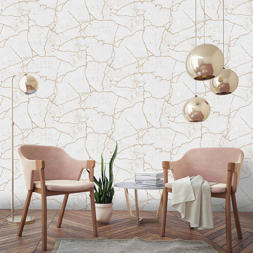 104869 - Kintsugi Wallpaper - Gold - Superfresco Easy