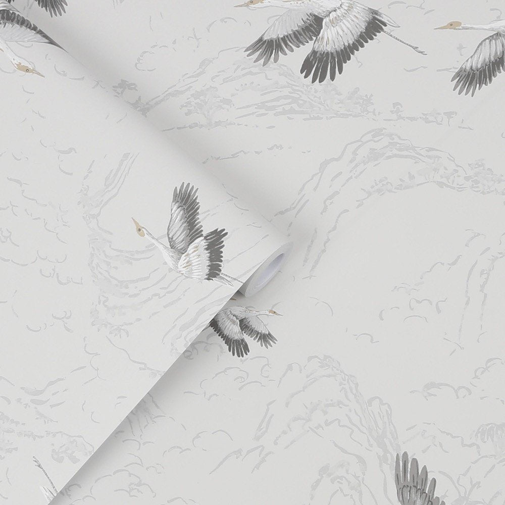 113394 - Animalia Wallpaper - Silver - Laura Ashley