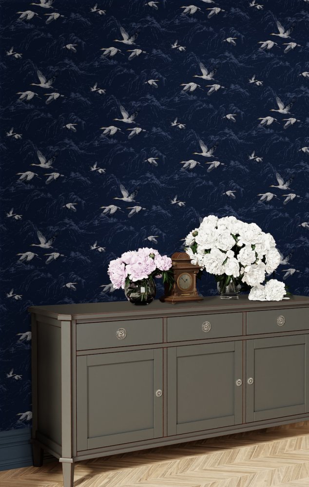 114894 - Animalia Wallpaper - Midnight - Laura Ashley