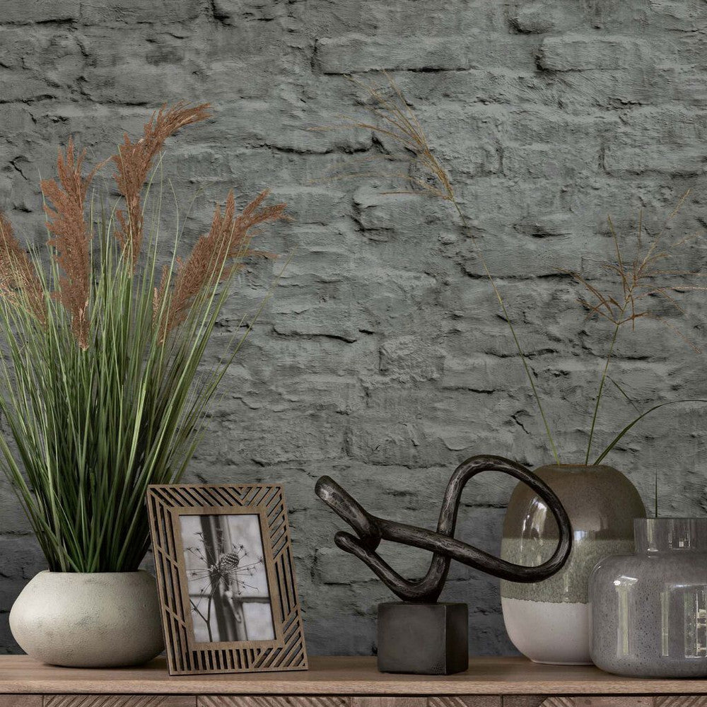 118306 - Contemporary Brick Wallpaper - Grey - Next