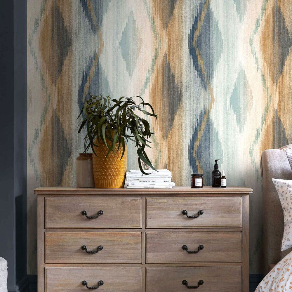 118316 - Abstract Ikat Wallpaper - Orange - Next