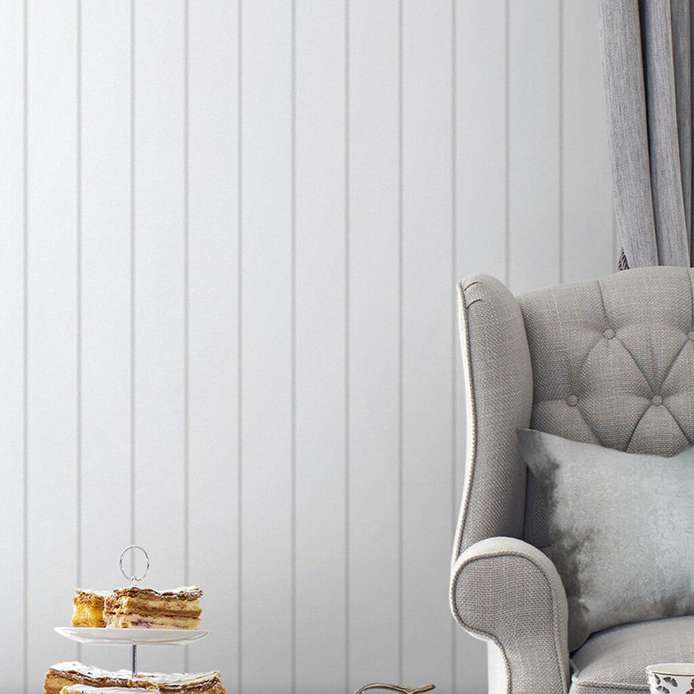 118492 - Saltram Stripe Wallpaper - Sugared Grey - Laura Ashley