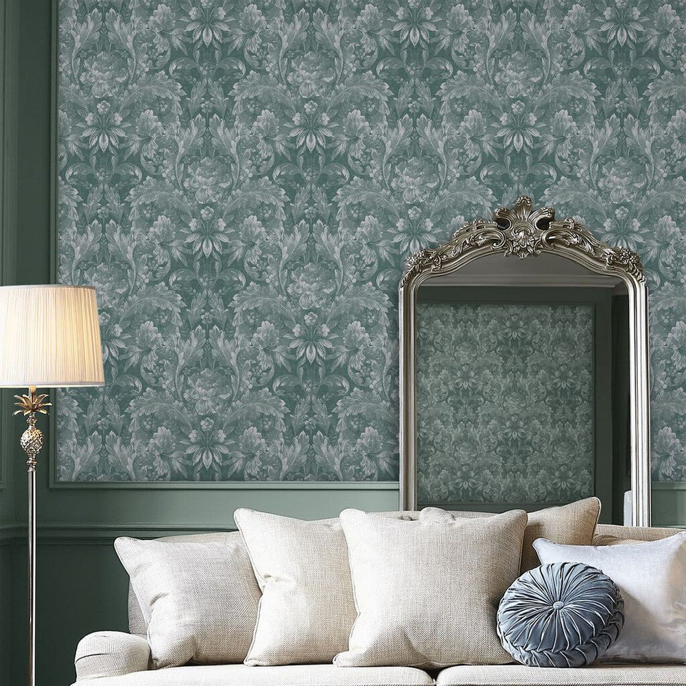 119842 - Apolline Wallpaper - Jade Green - Laura Ashley