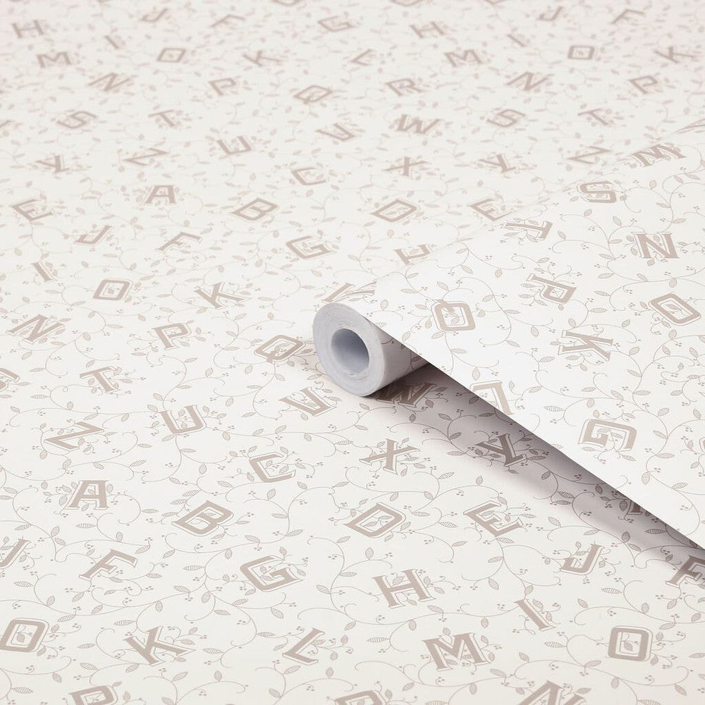 119862 - Alphabet Wallpaper - Dove Grey - Laura Ashley