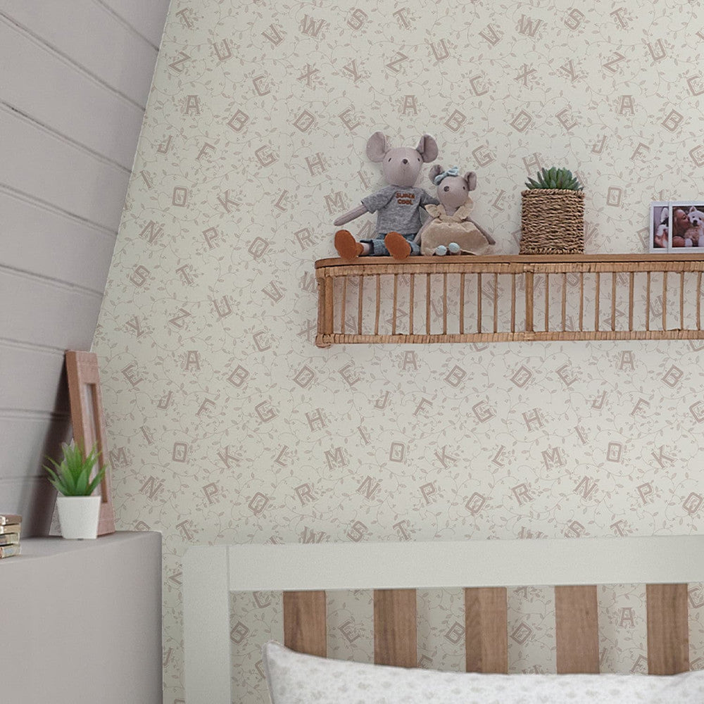 119862 - Alphabet Wallpaper - Dove Grey - Laura Ashley