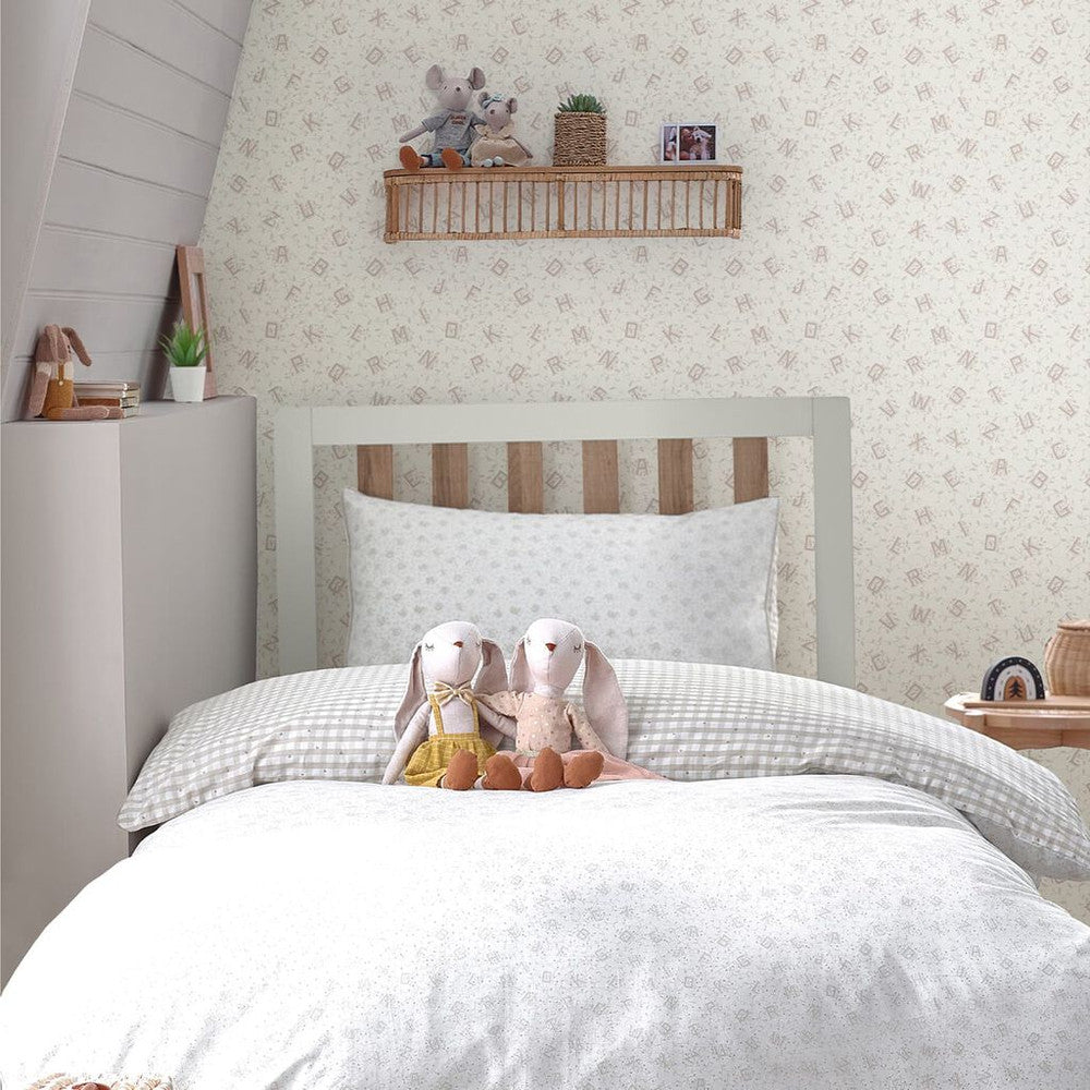 119862 - Alphabet Wallpaper - Dove Grey - Laura Ashley