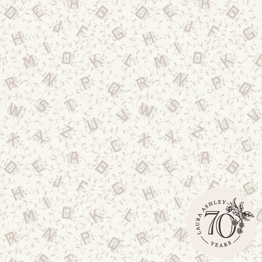 119862 - Alphabet Wallpaper - Dove Grey - Laura Ashley