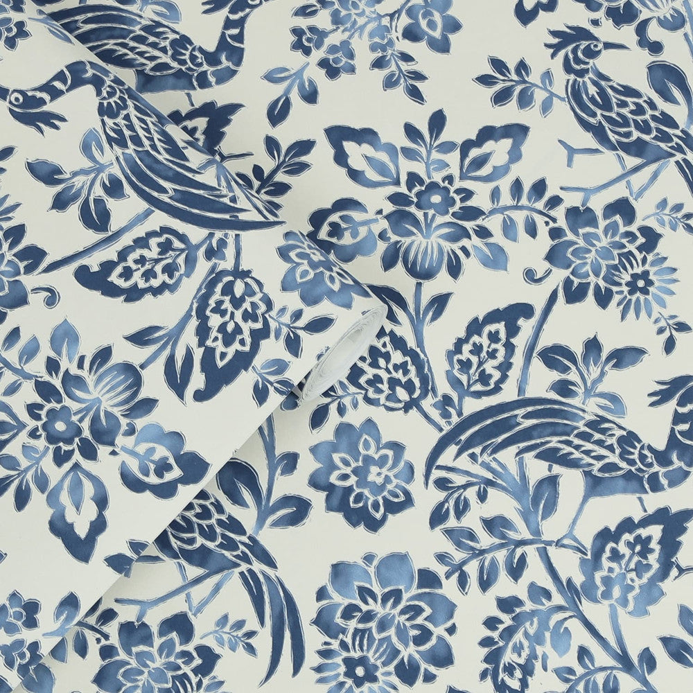 121067 - Adain Palace Wallpaper - Dark Seaspray Blue - Laura Ashley