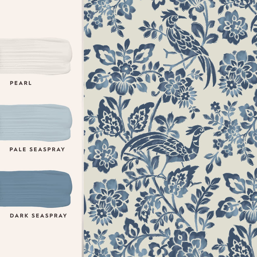 121067 - Adain Palace Wallpaper - Dark Seaspray Blue - Laura Ashley
