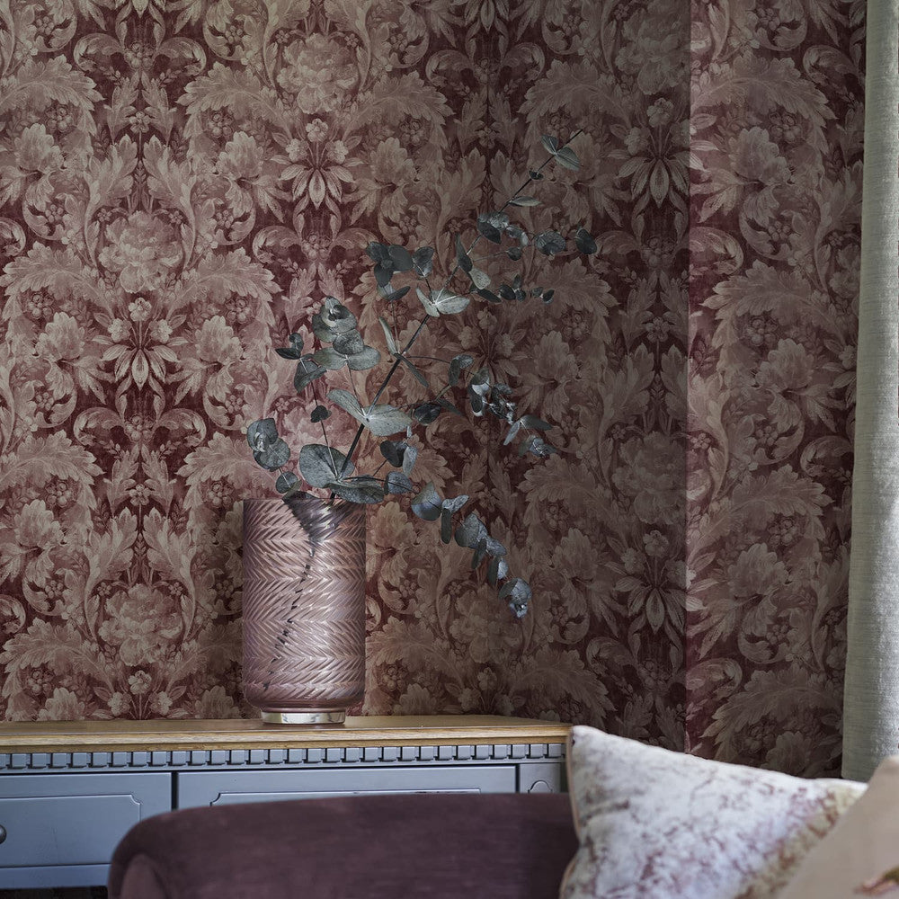 121085 - Apolline Wallpaper - Pale Blackberry - Laura Ashley