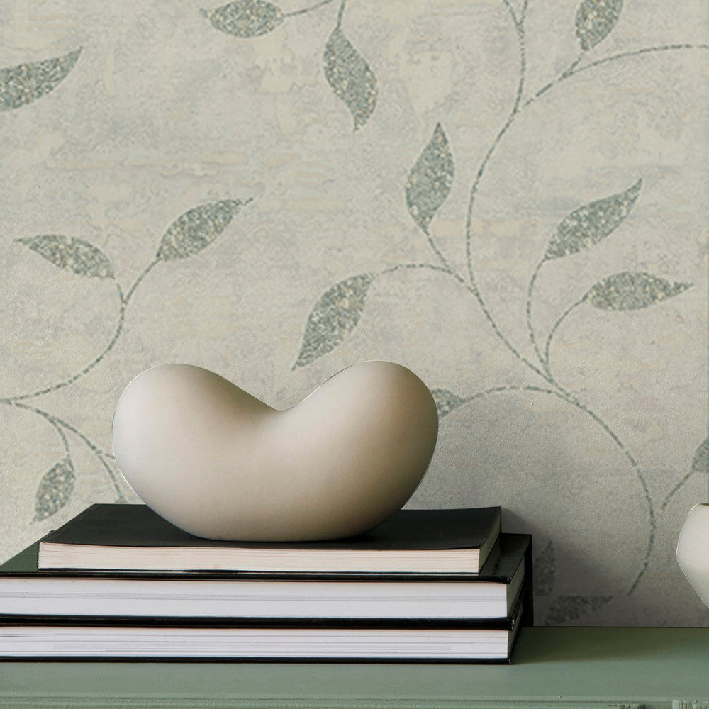 128814 - Ornamental Leaf Wallpaper - Sage - Boutique Luxury