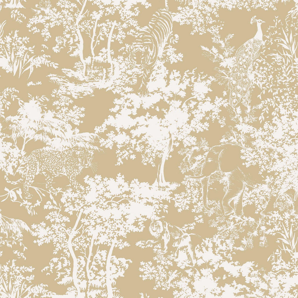 128947 - Animal Forest Wallpaper - Gold - Joules