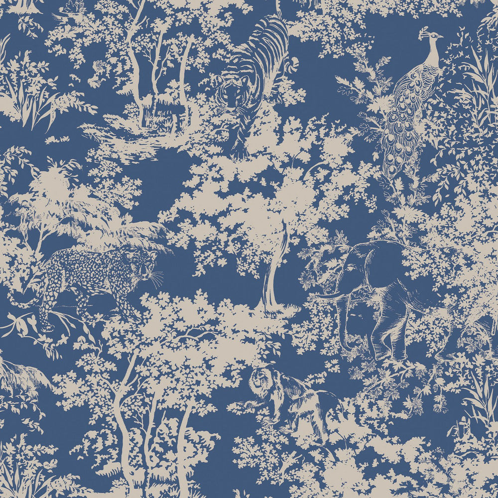 128950 - Animal Forest Wallpaper - Blue - Joules