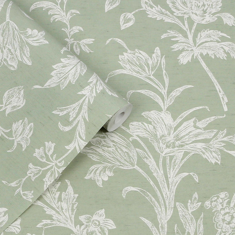 130116 - Lloyd Wallpaper - Sage Green - Laura Ashley