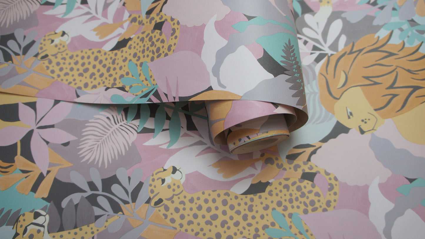 13070 - Animal Kingdom Wallpaper - Pink - Holden Decor