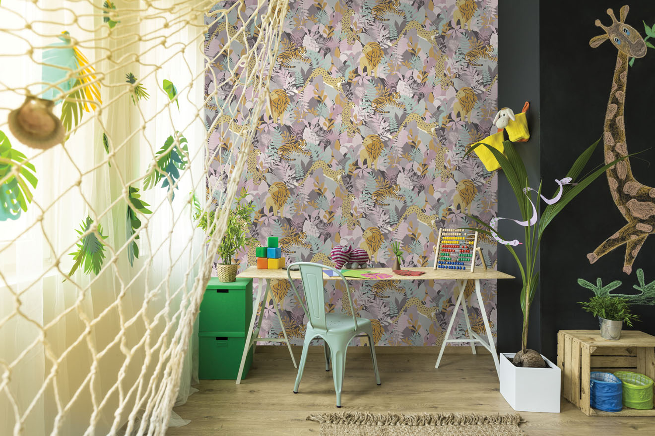 13070 - Animal Kingdom Wallpaper - Pink - Holden Decor