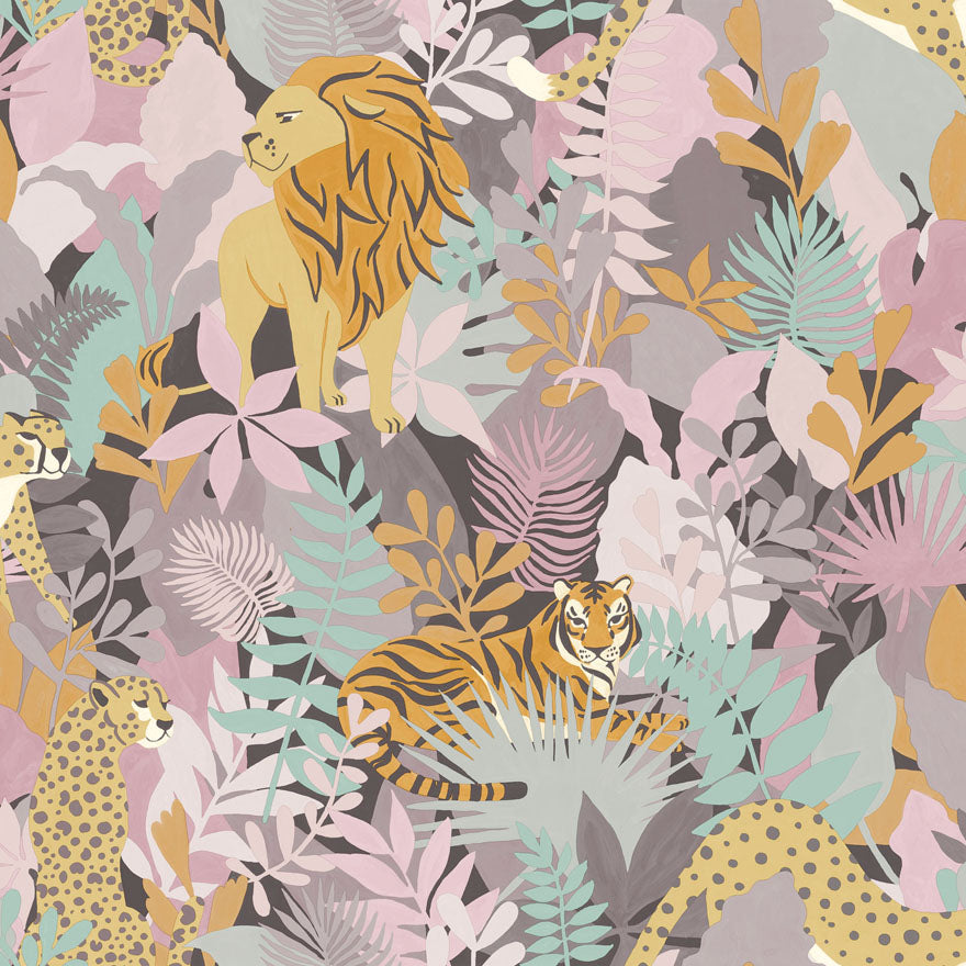 13070 - Animal Kingdom Wallpaper - Pink - Holden Decor