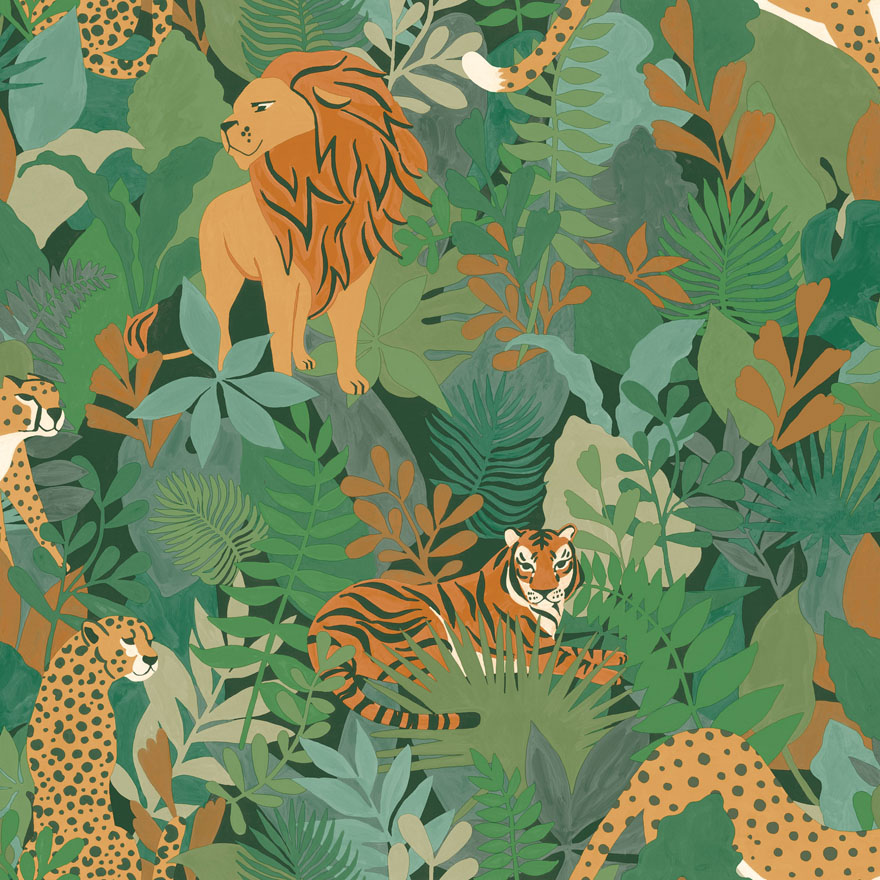 13071 - Animal Kingdom Wallpaper - Green - Holden Decor