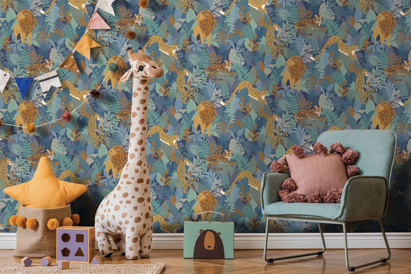 13073 - Animal Kingdom Wallpaper - Blue - Holden Decor