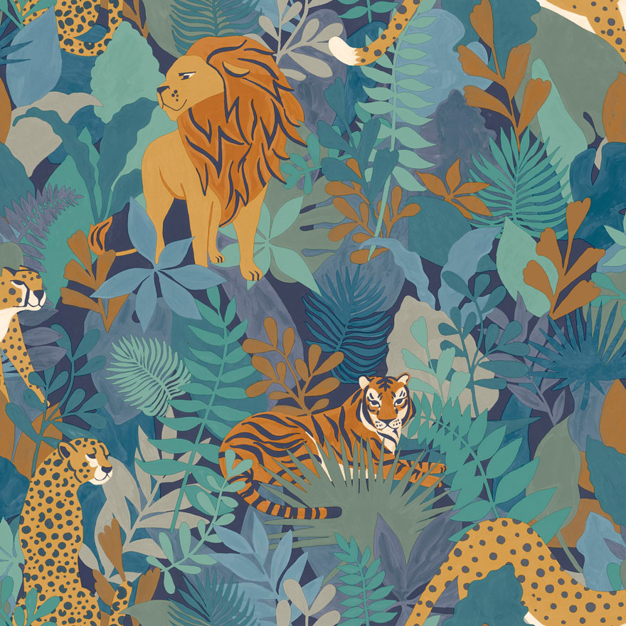 13073 - Animal Kingdom Wallpaper - Blue - Holden Decor