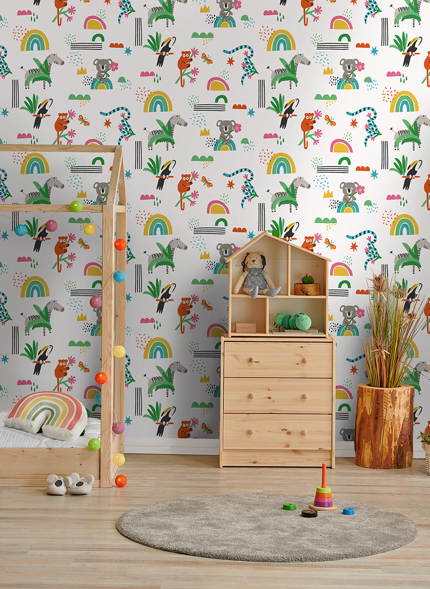13350 - Abstract Animals Wallpaper - Multi - Holden Decor