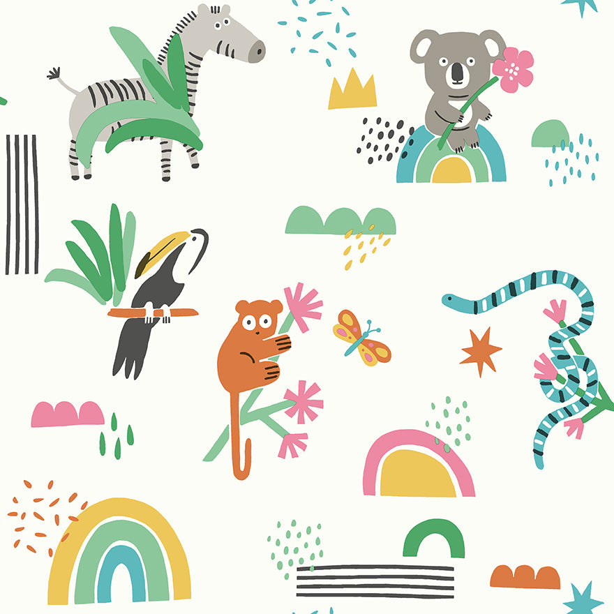 13350 - Abstract Animals Wallpaper - Multi - Holden Decor