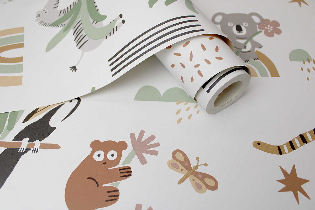 13351 - Abstract Animals Wallpaper - Sage/Beige - Holden Decor