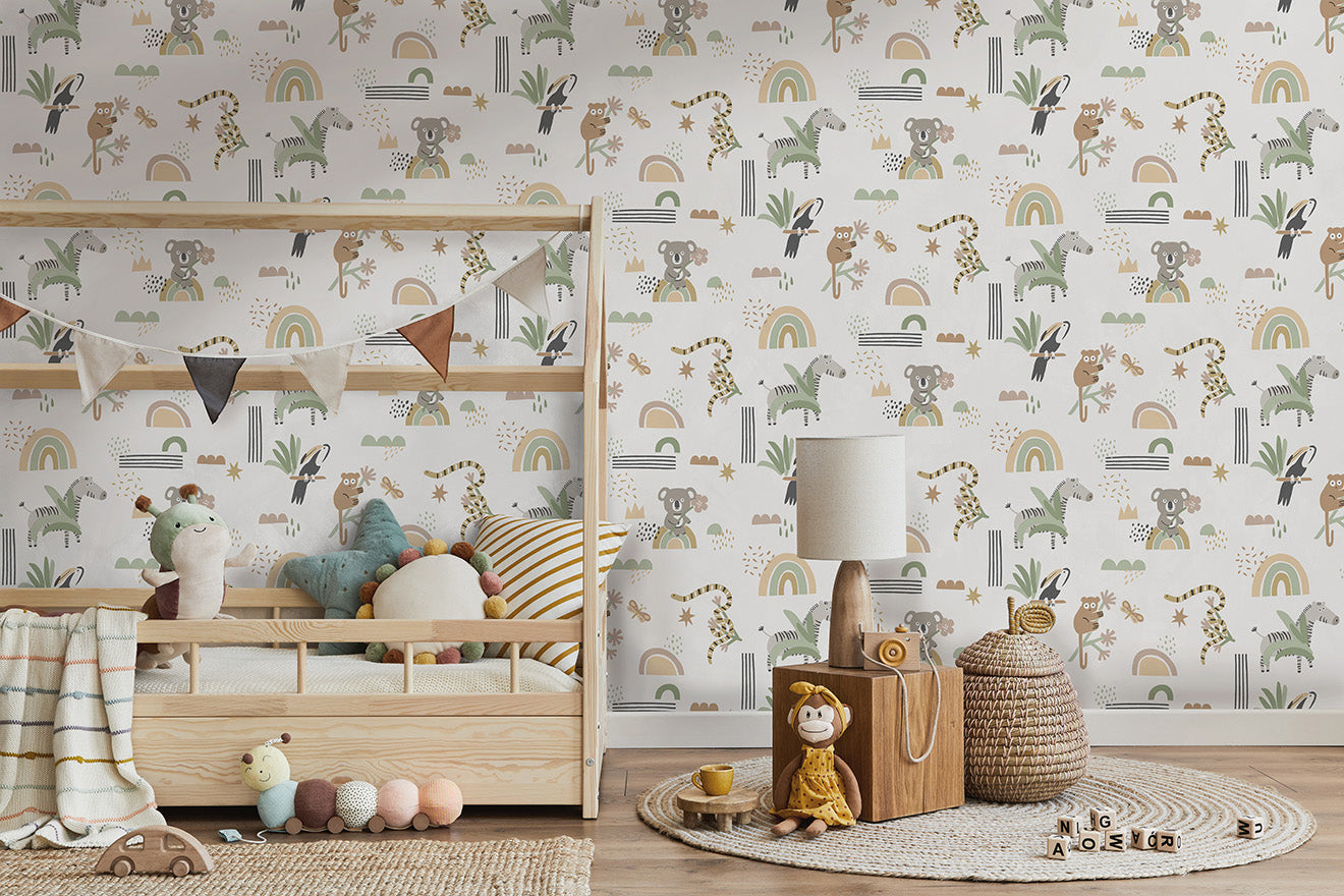 13351 - Abstract Animals Wallpaper - Sage/Beige - Holden Decor