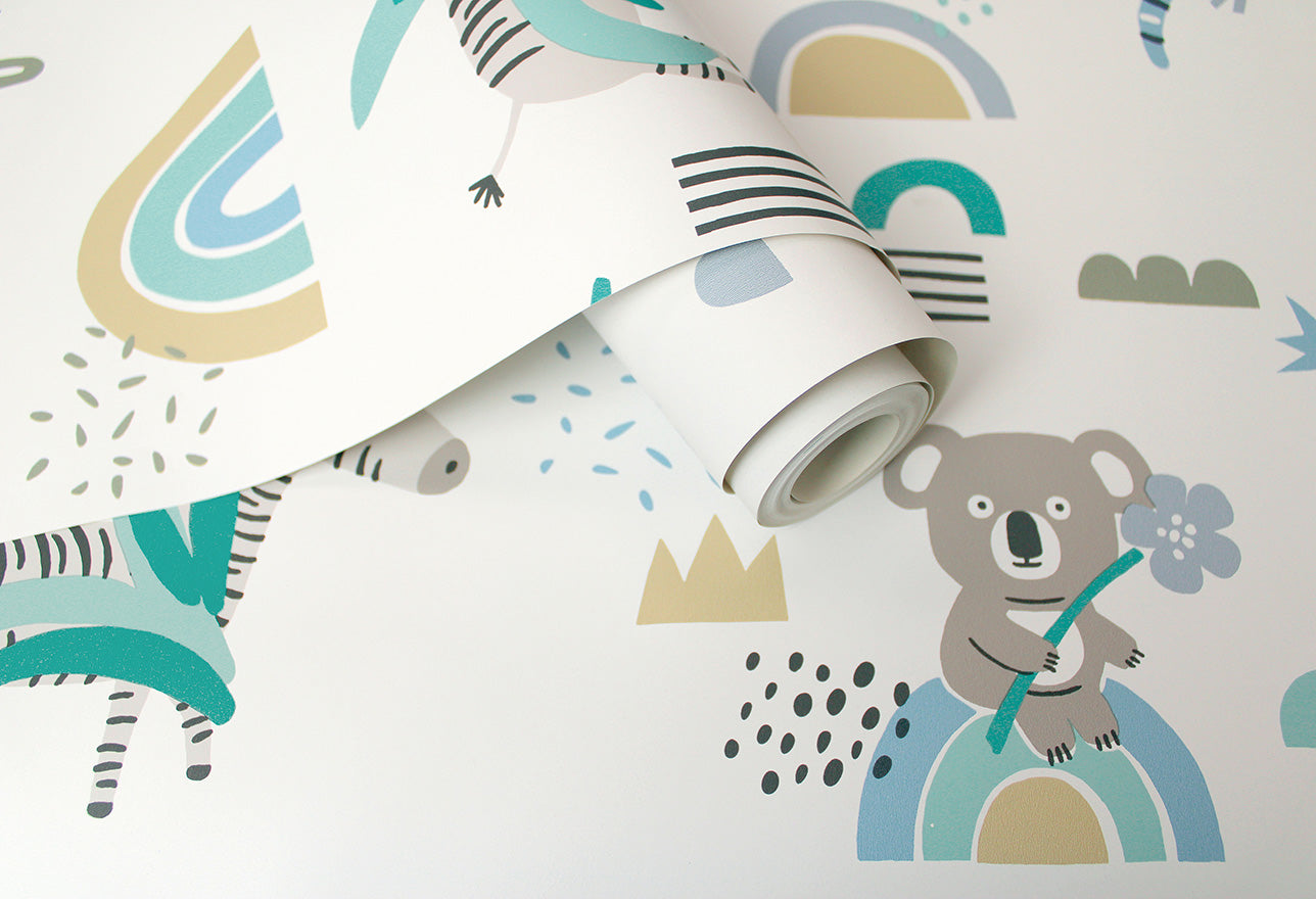 13352 - Abstract Animals Wallpaper - Blue/Teal - Holden Decor