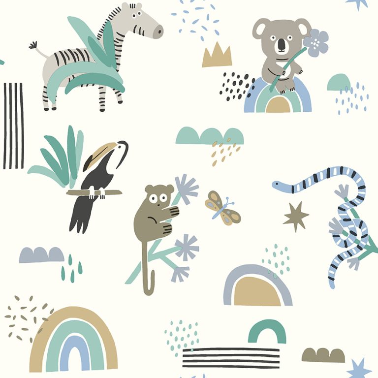 13352 - Abstract Animals Wallpaper - Blue/Teal - Holden Decor