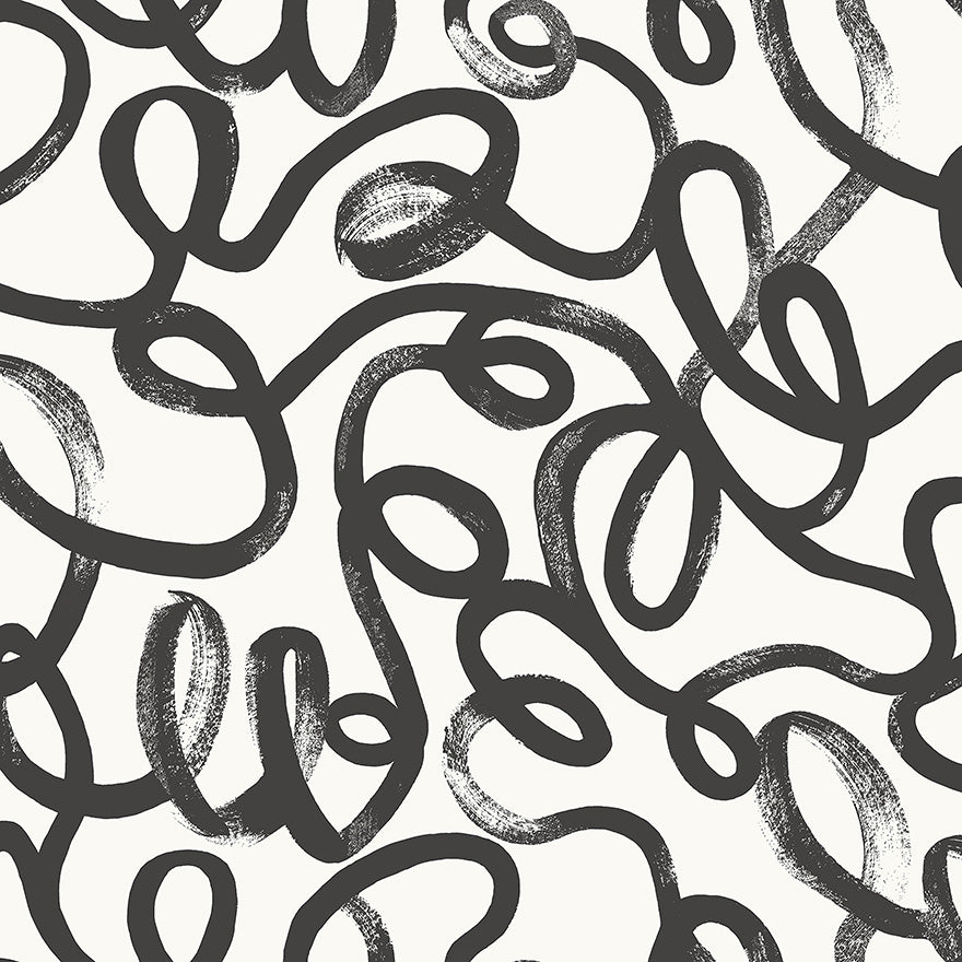 13360 - Squiggle Wallpaper - Black/White - Holden Decor