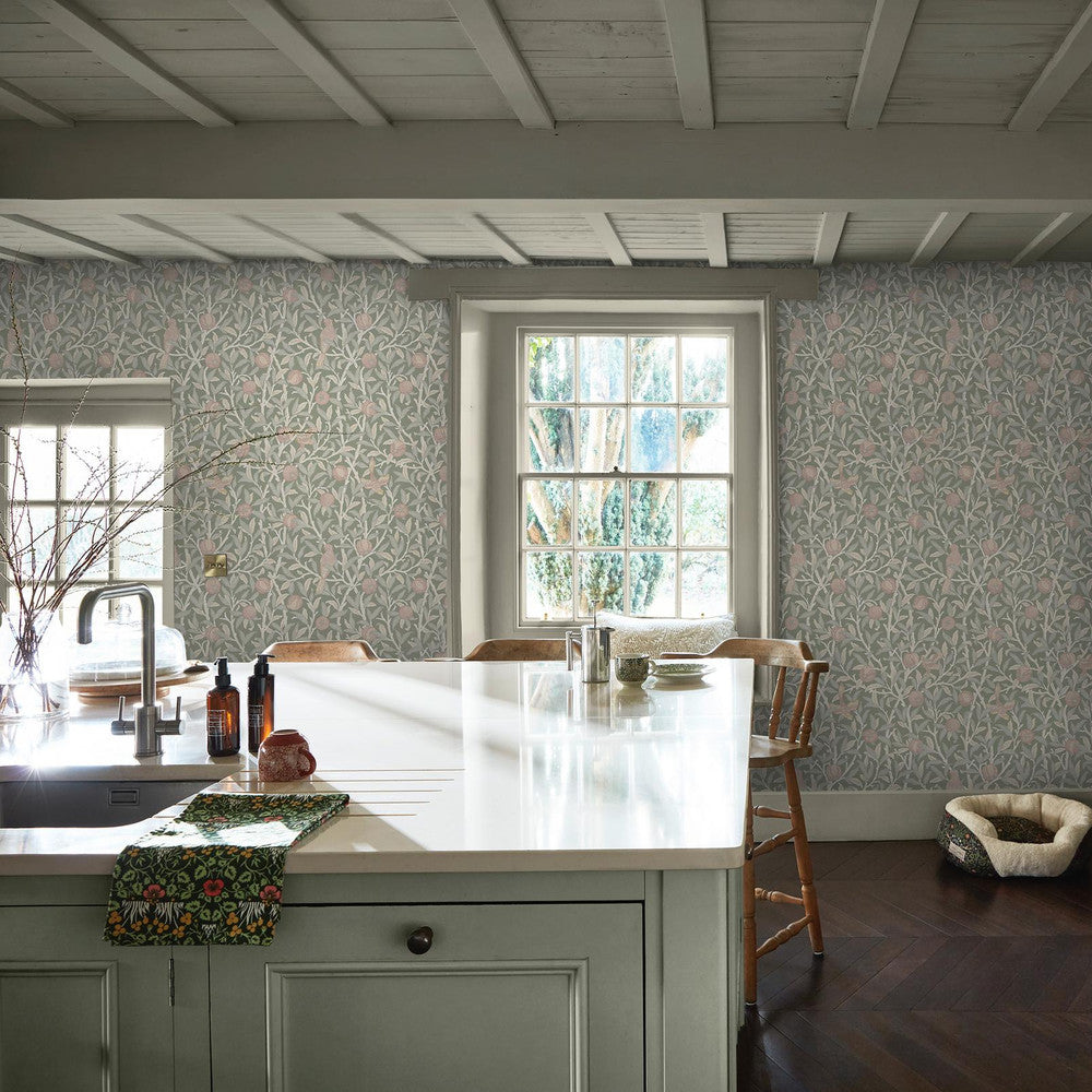 140502 - Bird & Pomegranate Wallpaper - Rose Garden - William Morris
