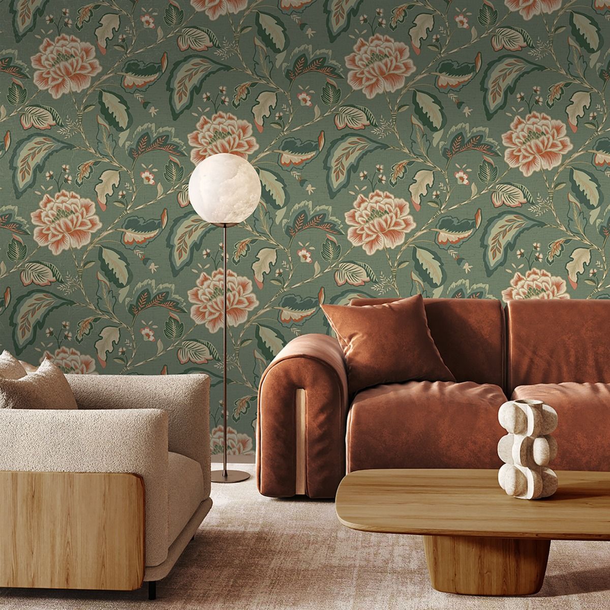 1721 - Maya Trail Vinyl Wallpaper - Green - Belgravia