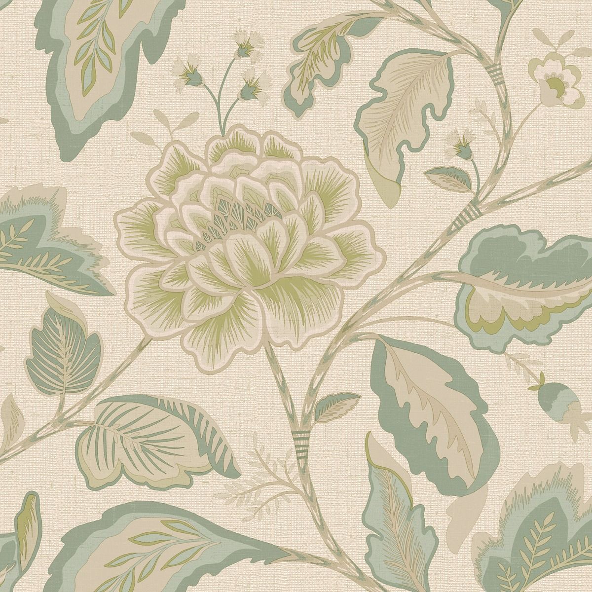 1722 - Maya Trail Vinyl Wallpaper - Sage/Cream - Belgravia
