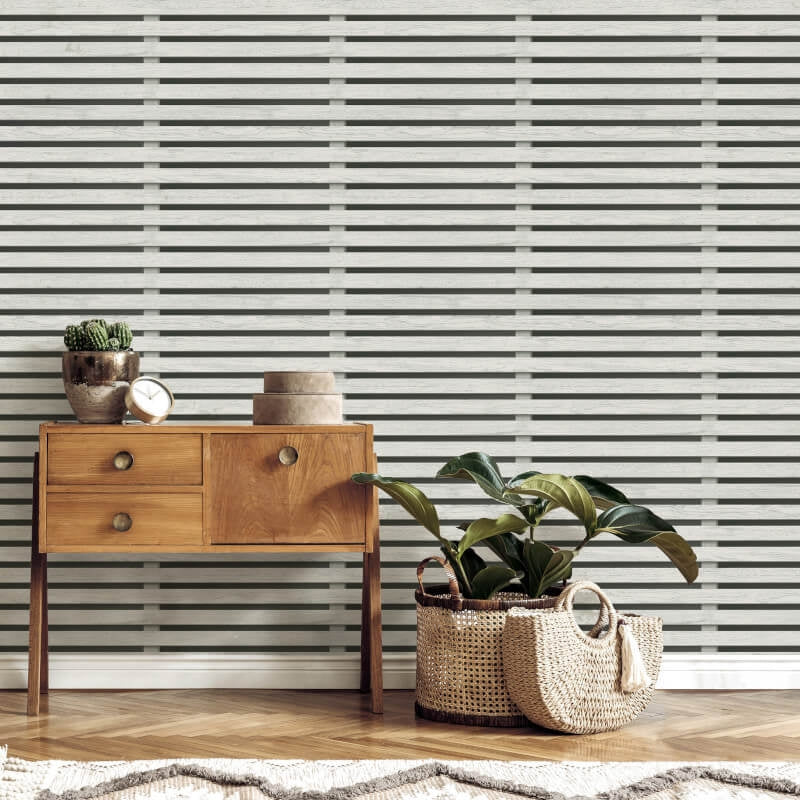 3D Effect Wood Slats Wallpaper - Black/Grey - Fine Décor - FD43219Wallpaper199