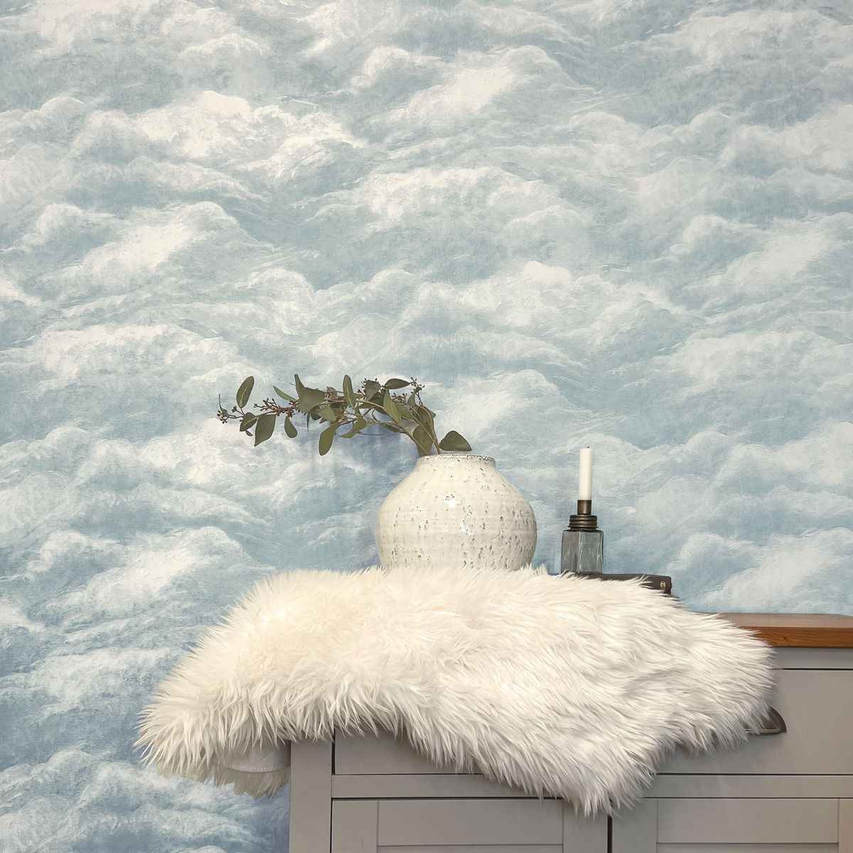 5708 - Cloud Textured Vinyl Wallpaper - Blue - Belgravia
