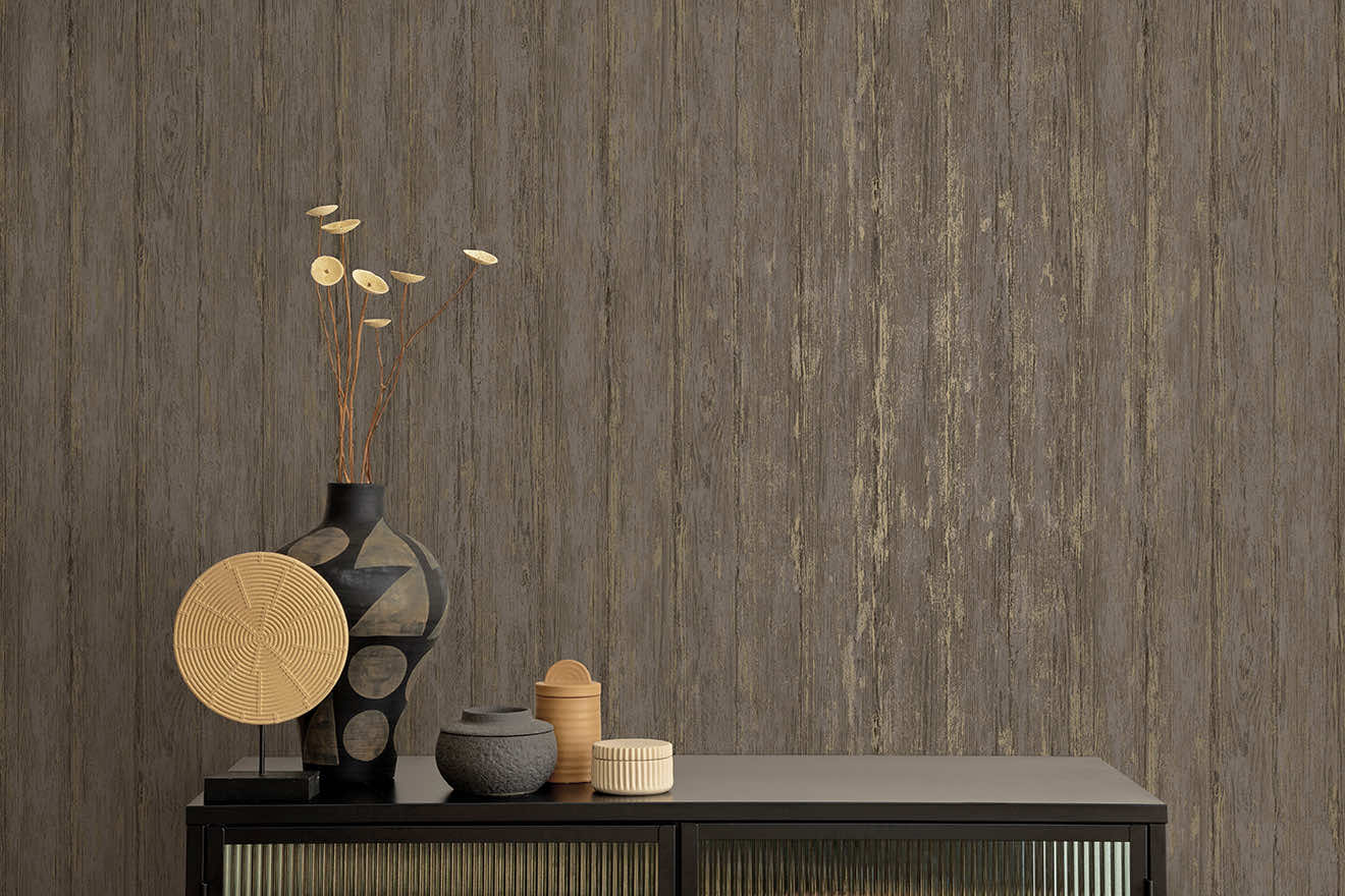 66150 - Sapele Wallpaper - Charcoal - Holden Decor