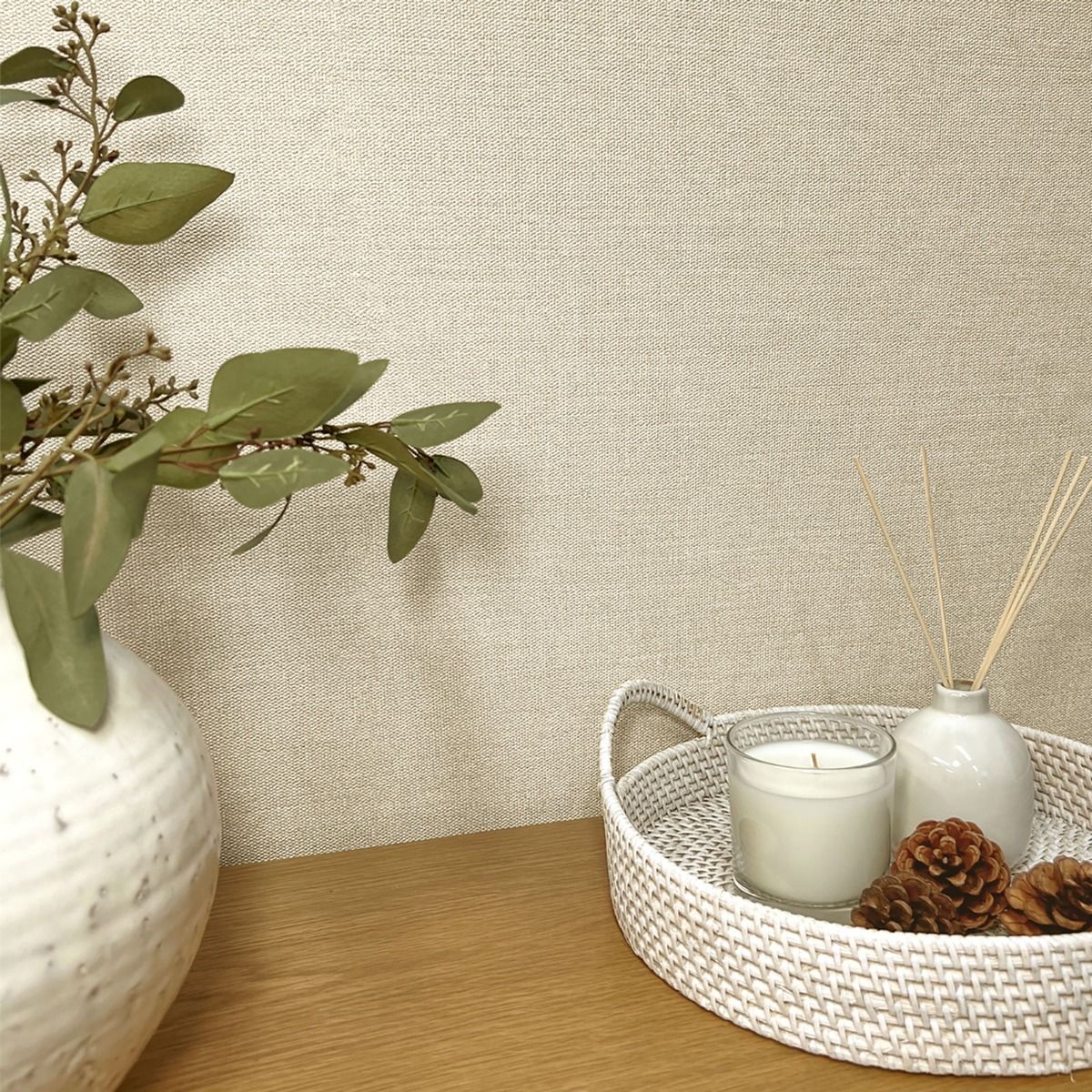 7154 - Carmella Plain Textured Vinyl Wallpaper - Cream - Belgravia