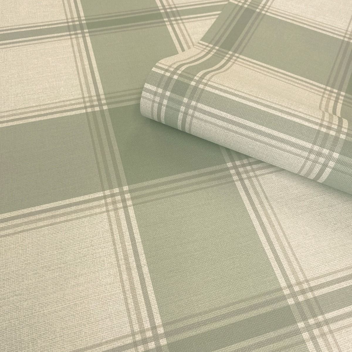 7159 - Carmella Check Textured Vinyl Wallpaper - Green - Belgravia