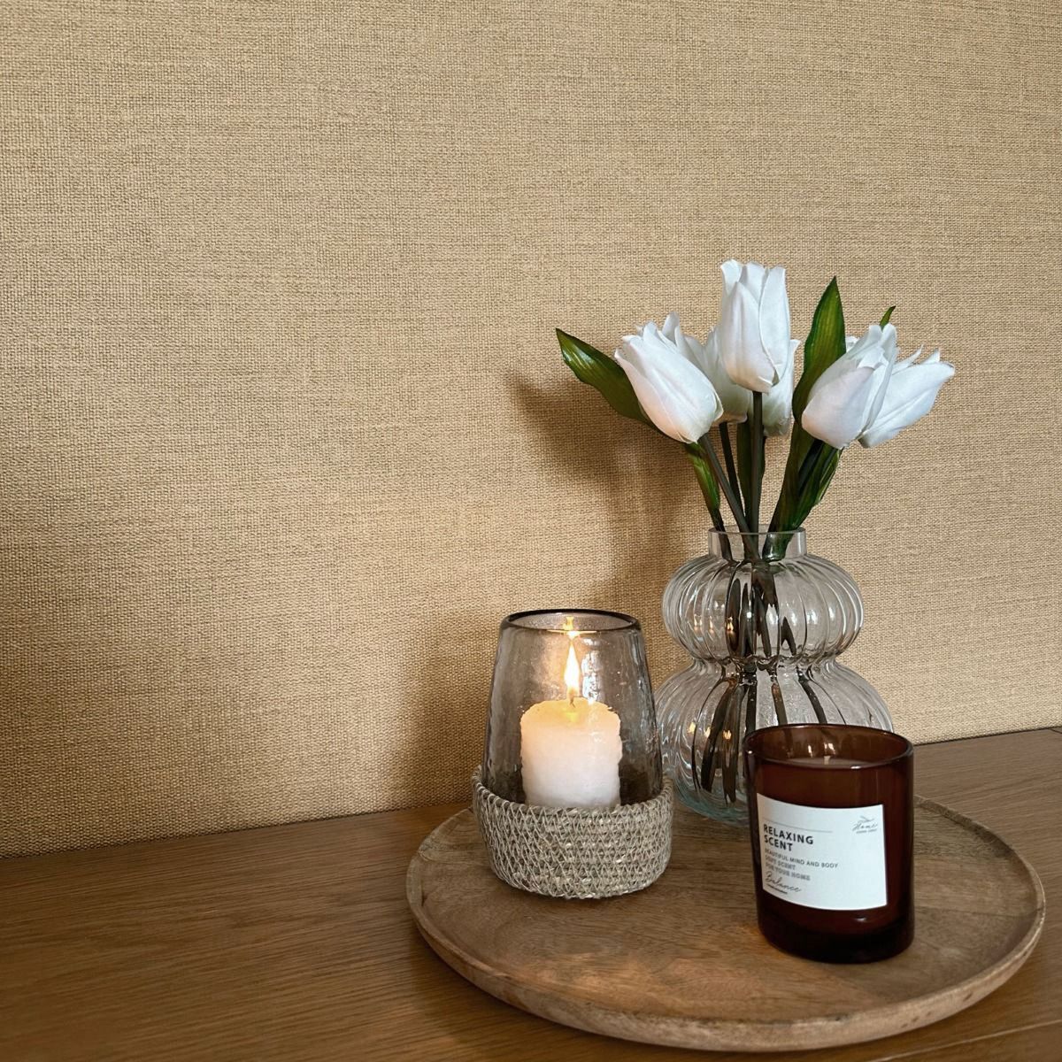 7163 - Carmella Plain Textured Vinyl Wallpaper - Sand - Belgravia