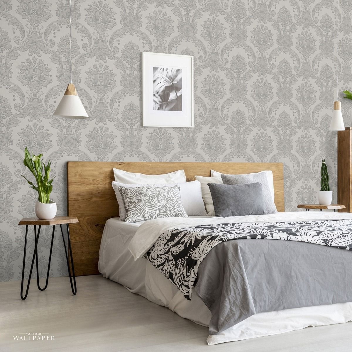 7370 - Amara Damask Wallpaper - Silver - Belgravia