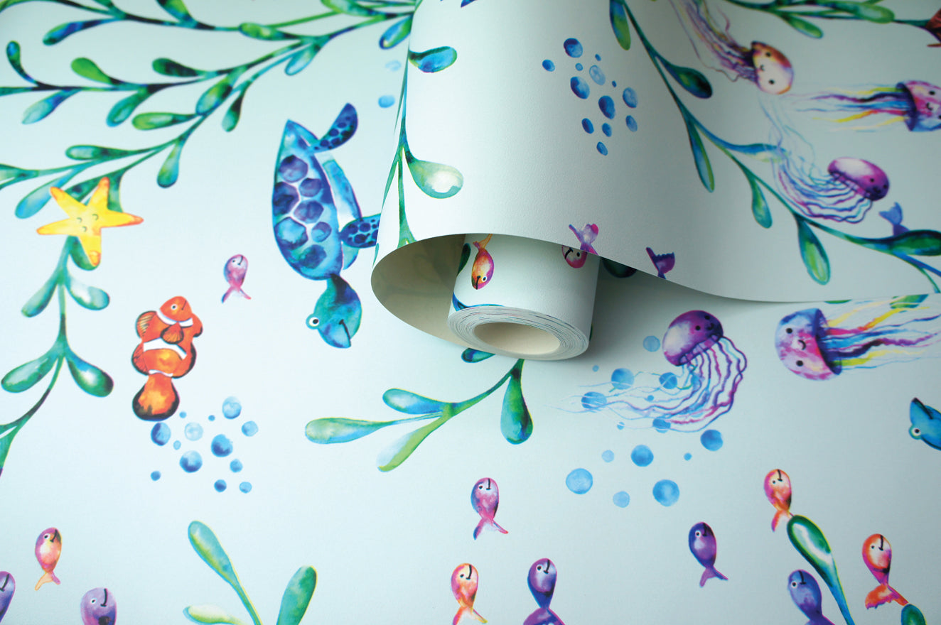 90941 - Under the Sea Wallpaper - Light Teal - Holden Decor