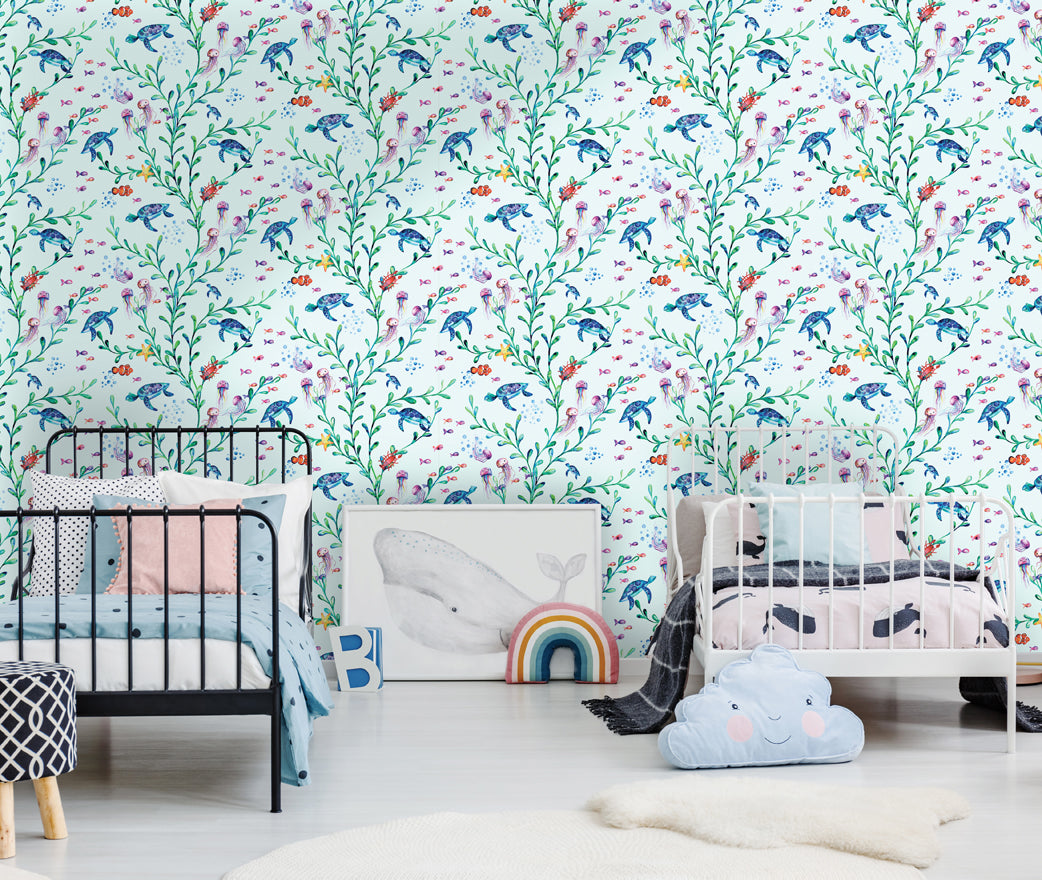 90941 - Under the Sea Wallpaper - Light Teal - Holden Decor