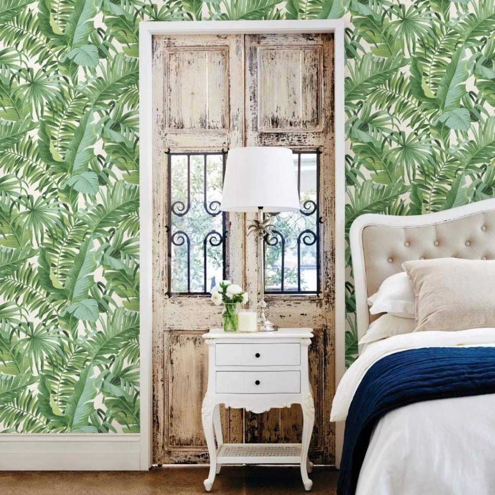 A-Street Prints Solstice Palm Leaf Wallpaper - Green - Fine Decor