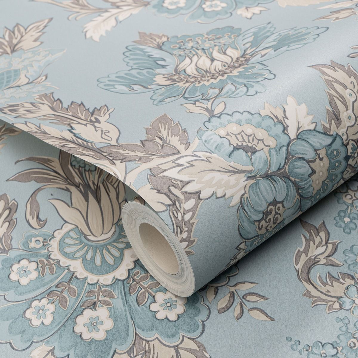 Abode Edward Floral Damask Wallpaper - Duck Egg - Erismann