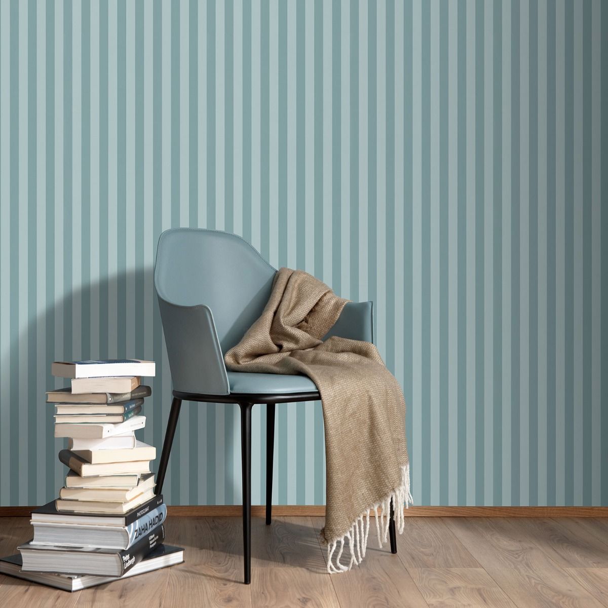 Abode Heritage Stripe Wallpaper - Duck Egg / Blue - Erismann