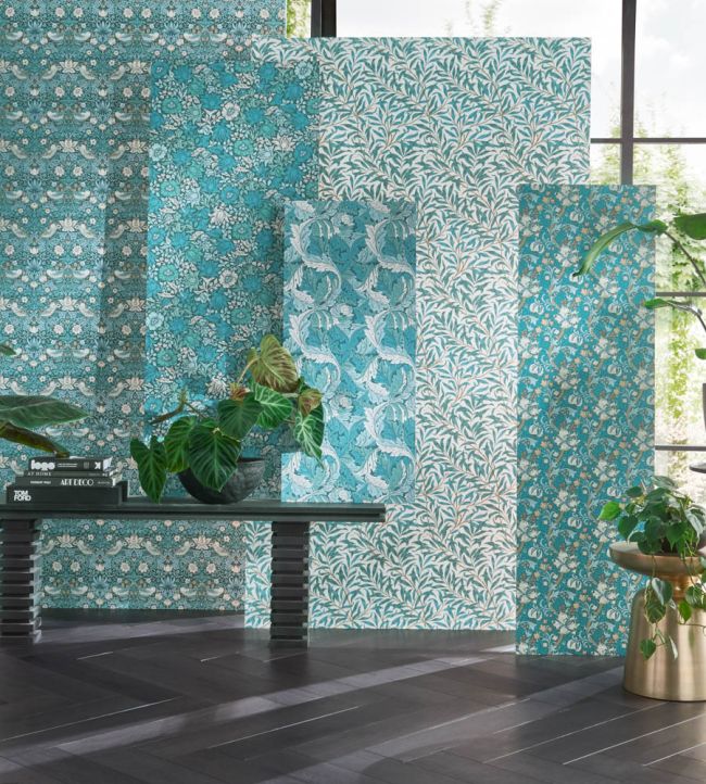 Acanthus Wallpaper - Teal - W0175/04 - Clarke & Clarke
