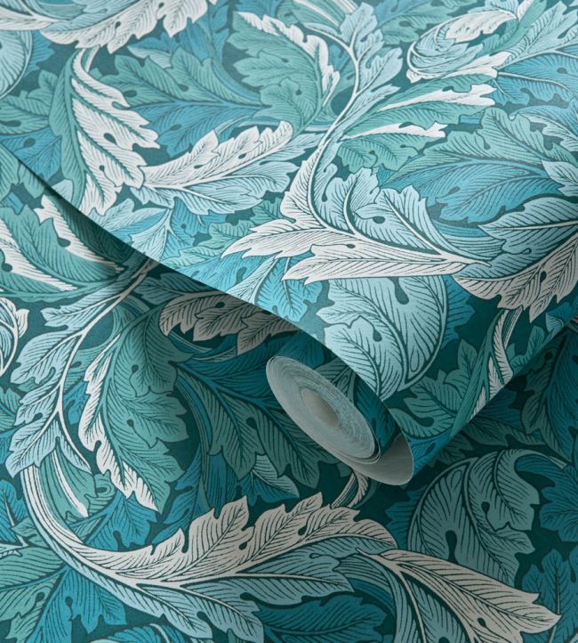 Acanthus Wallpaper - Teal - W0175/04 - Clarke & Clarke