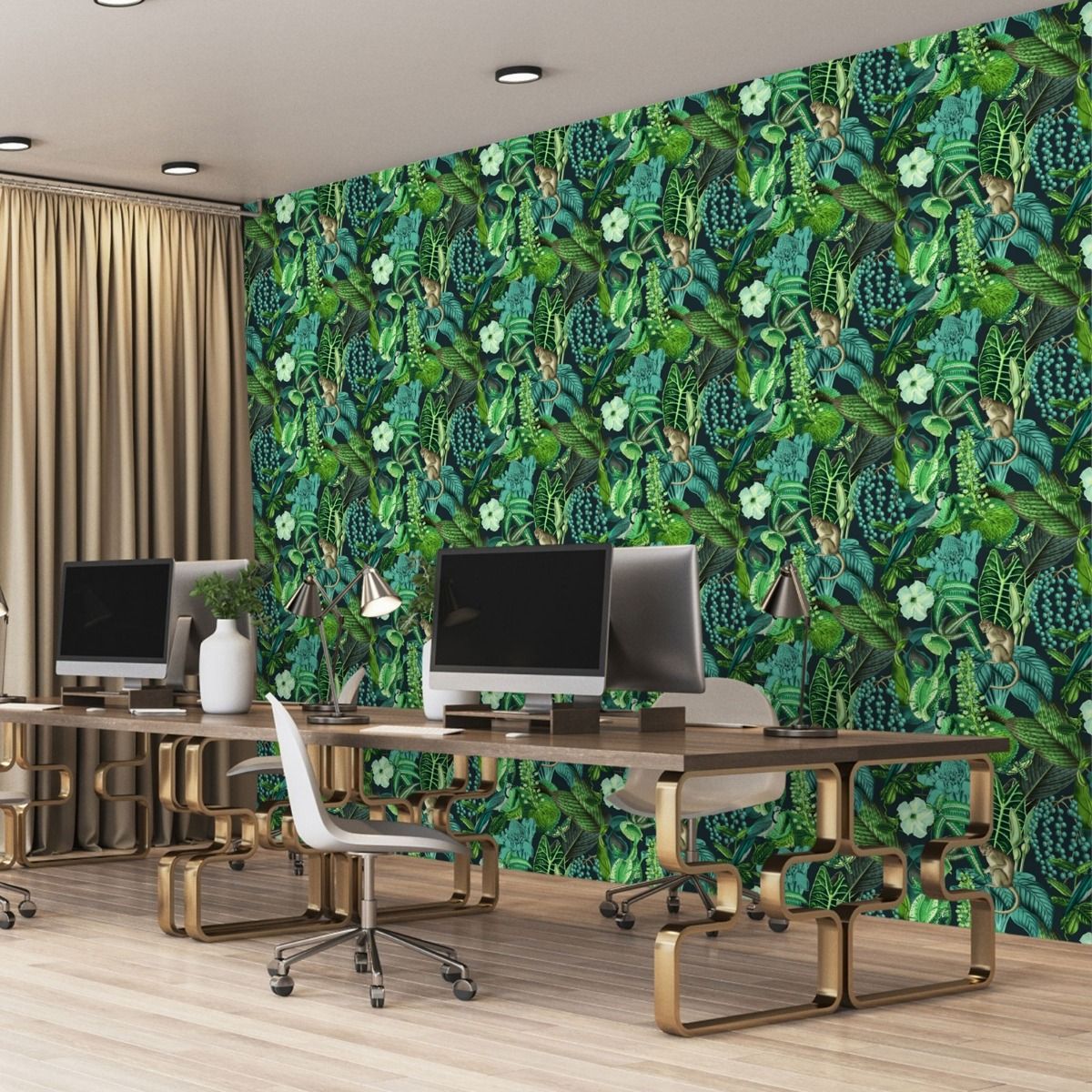 Amazon Wallpaper - Black / Blue - GranDeco