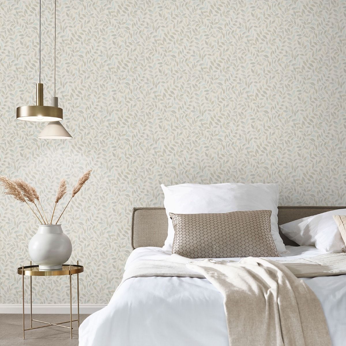 Ameroso Leaf Blown Vinyl Wallpaper - Blue / Natural - Erismann